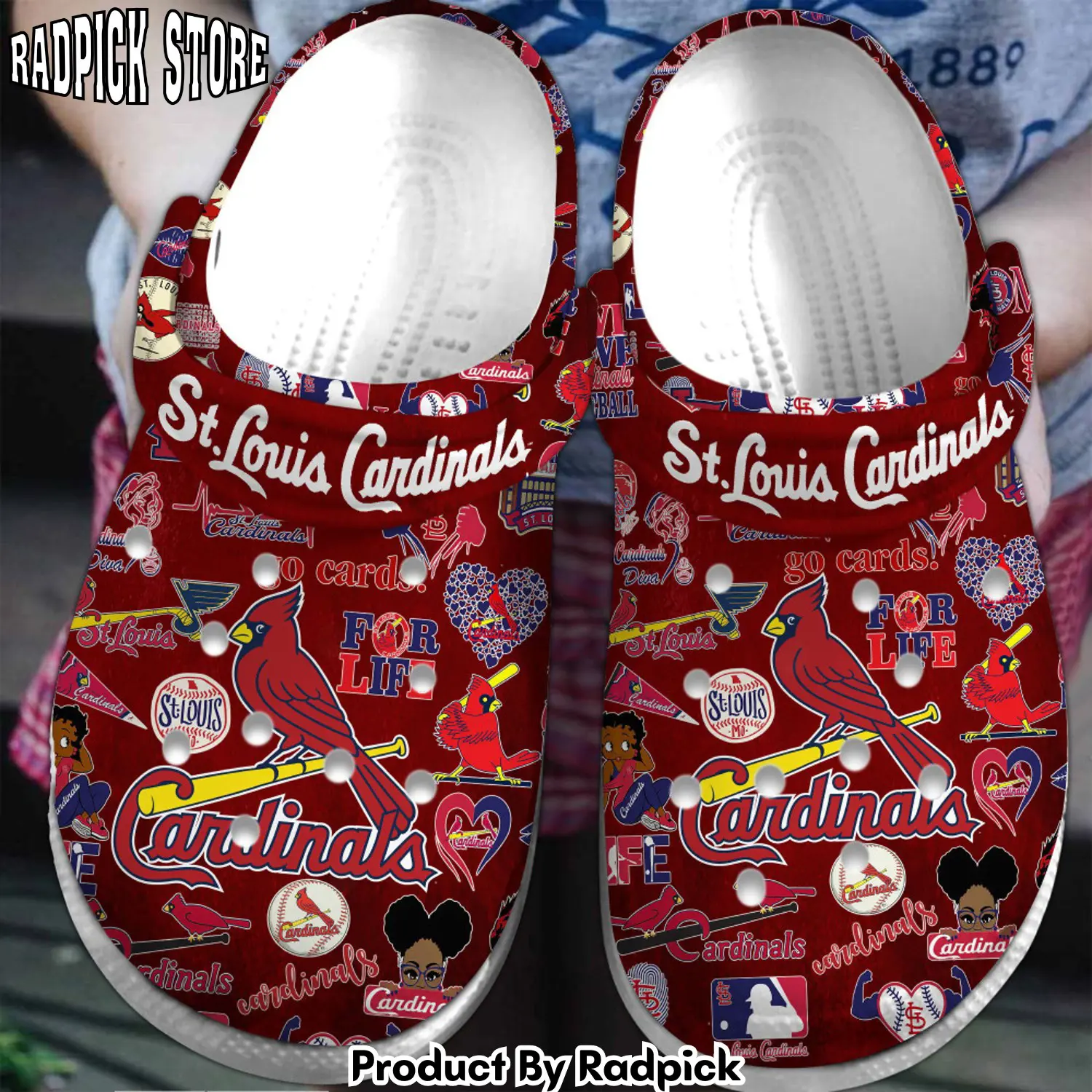 Radpick st louis cardinals mlb sport clogs shoes comfortable for men women zfp rp6521261
